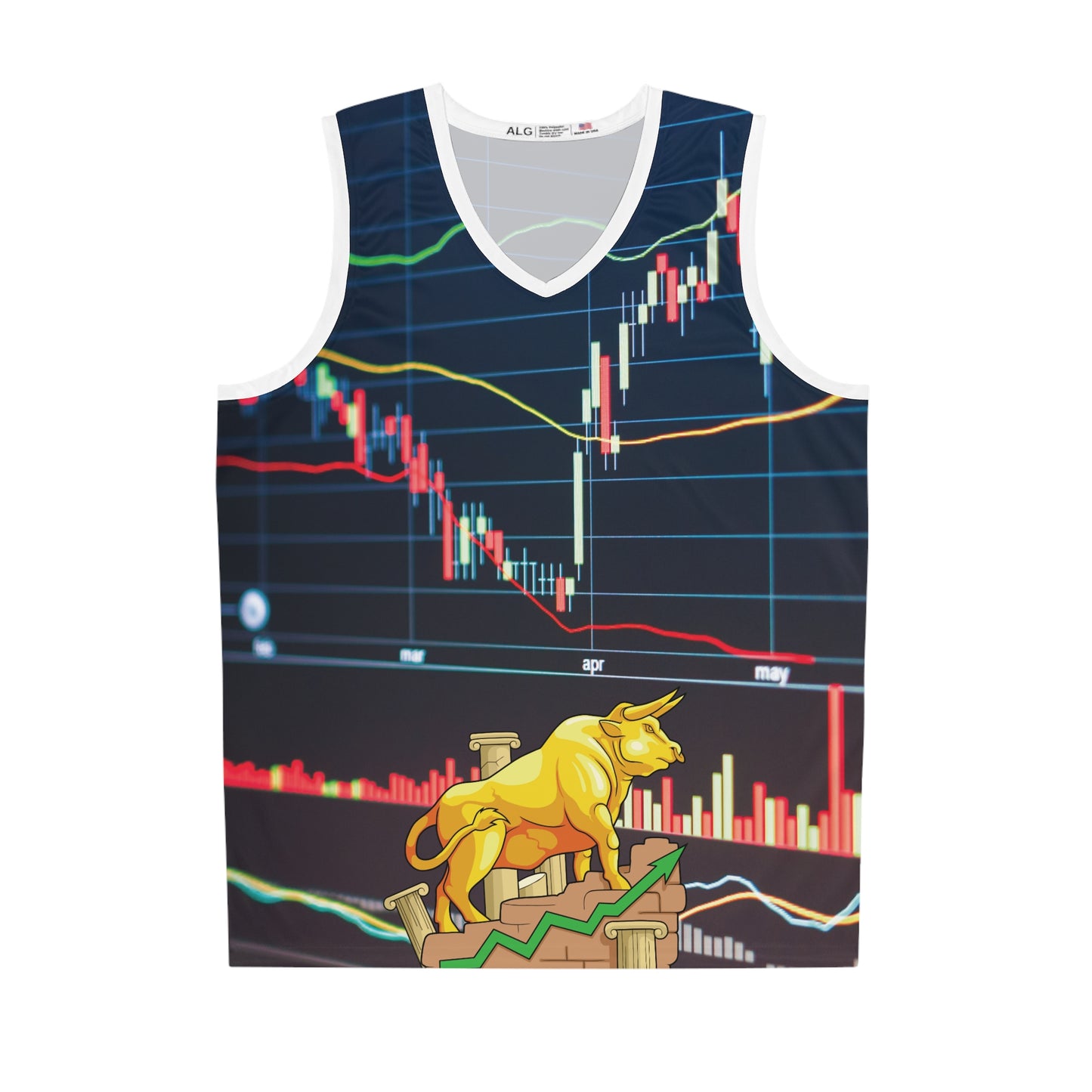 Bull Stock Market Chart Basketball Jersey All Over Print