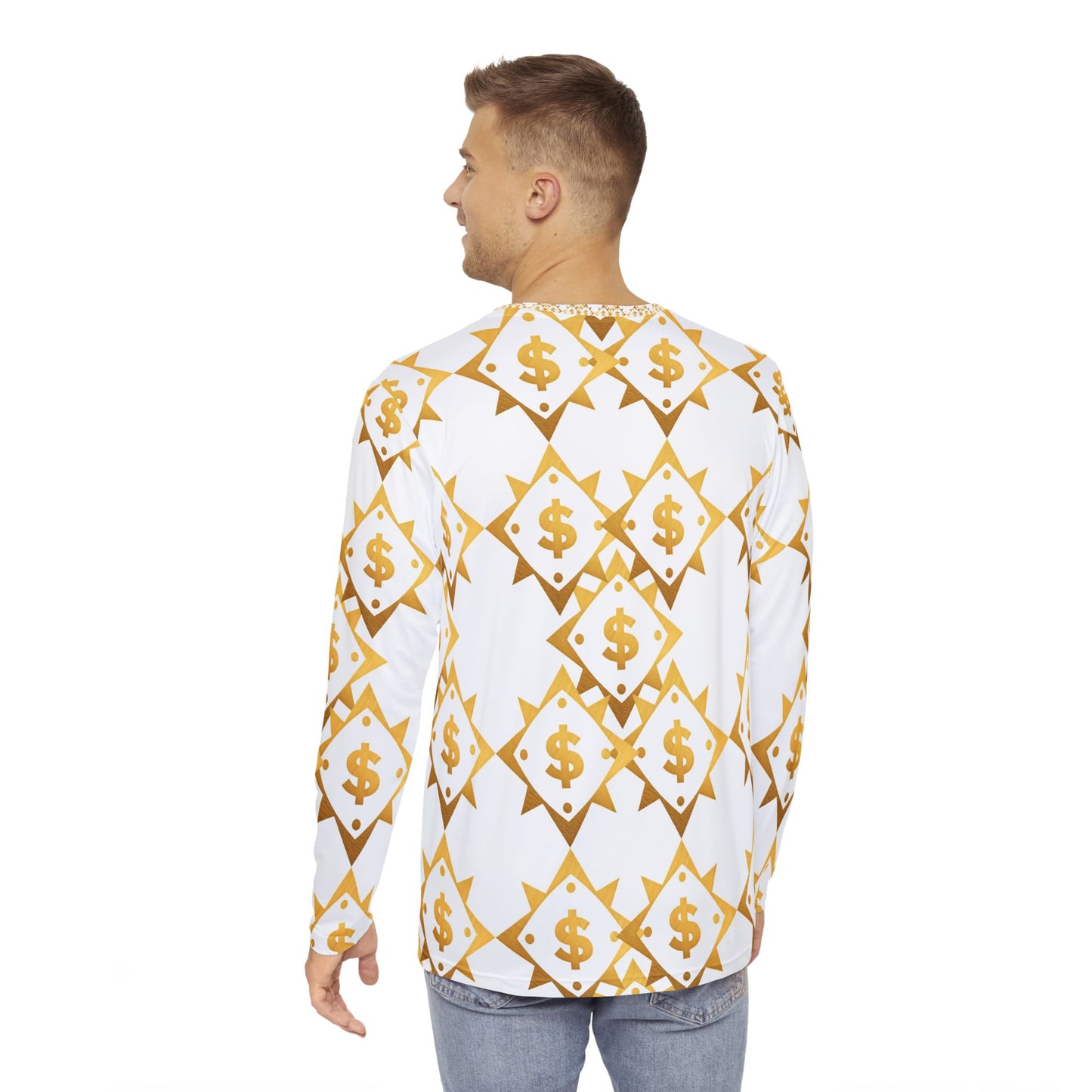 Gold Money Print Long Sleeve Shirt
