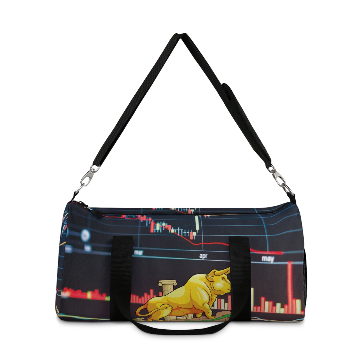 Stock Chart Duffel Bag, Golden Bull Print