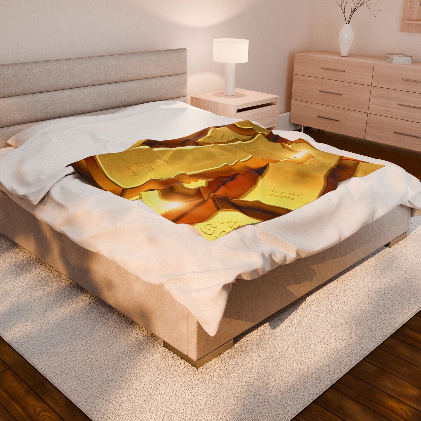 Fine Gold Velveteen Plush Blanket