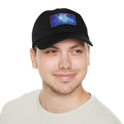 Blue Lights Dad Hat with Leather Patch (Rectangle)