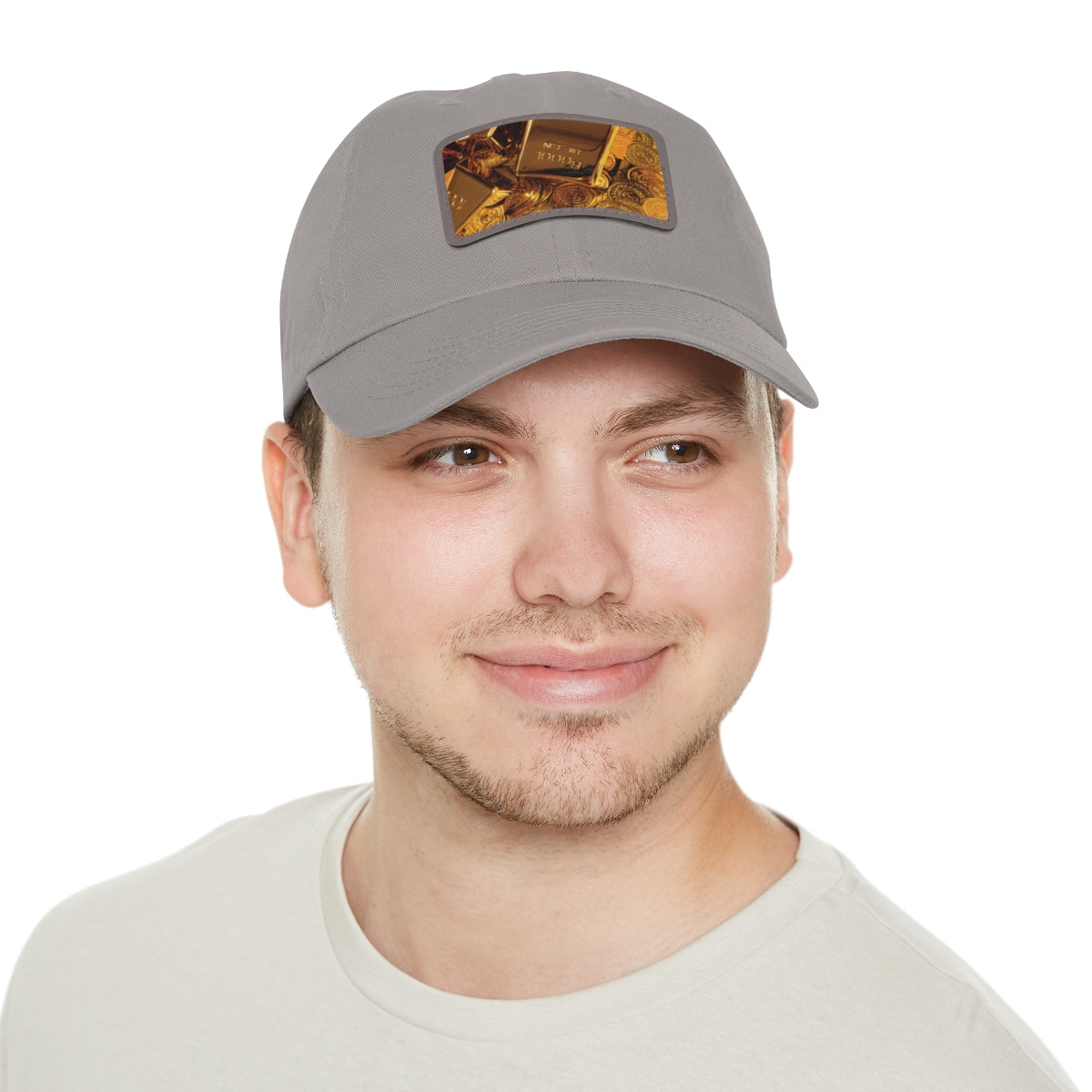 Gold Bar Dad Hat with Leather Patch (Rectangle)