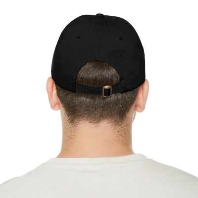 Gold Car Dad Hat with Leather Patch (Rectangle)