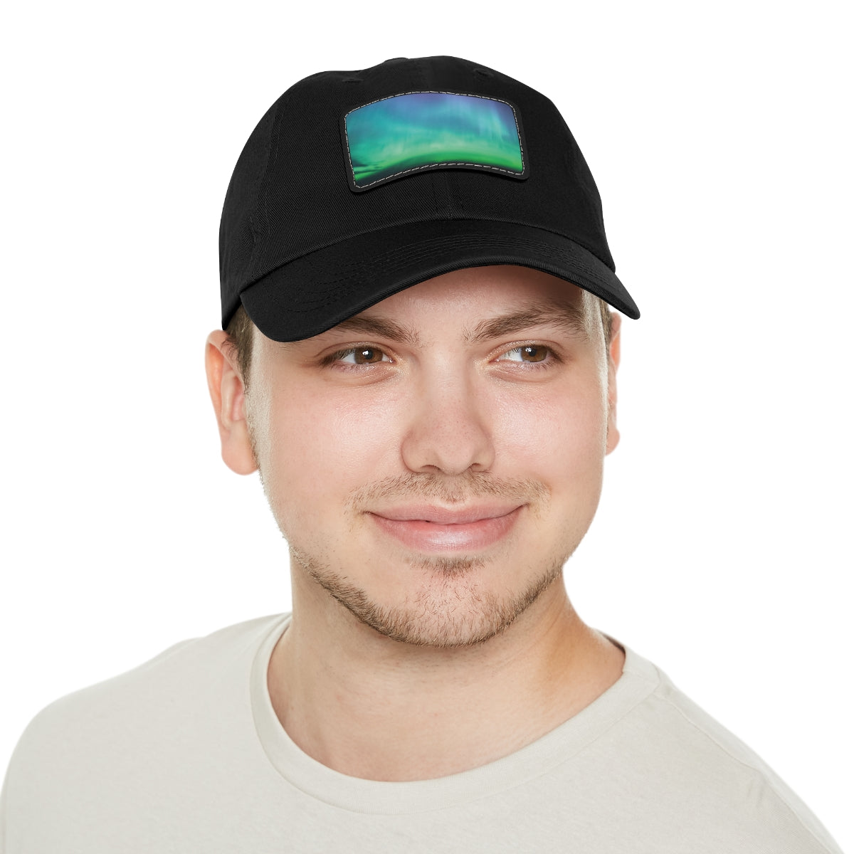 The Northern Lights Dad Hat with Leather Patch (Rectangle)