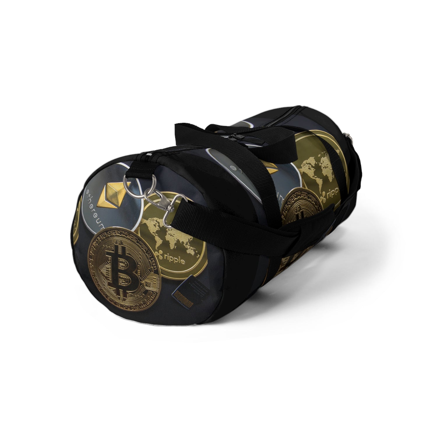Cryptocurrency Duffel Bag with Bitcoin Design