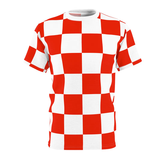 Vibrant Red Checkerboard Unisex Tee