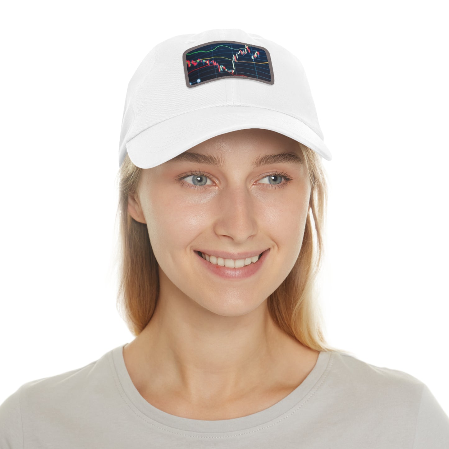 Stock Market Dad Hat with Leather Patch (Rectangle)