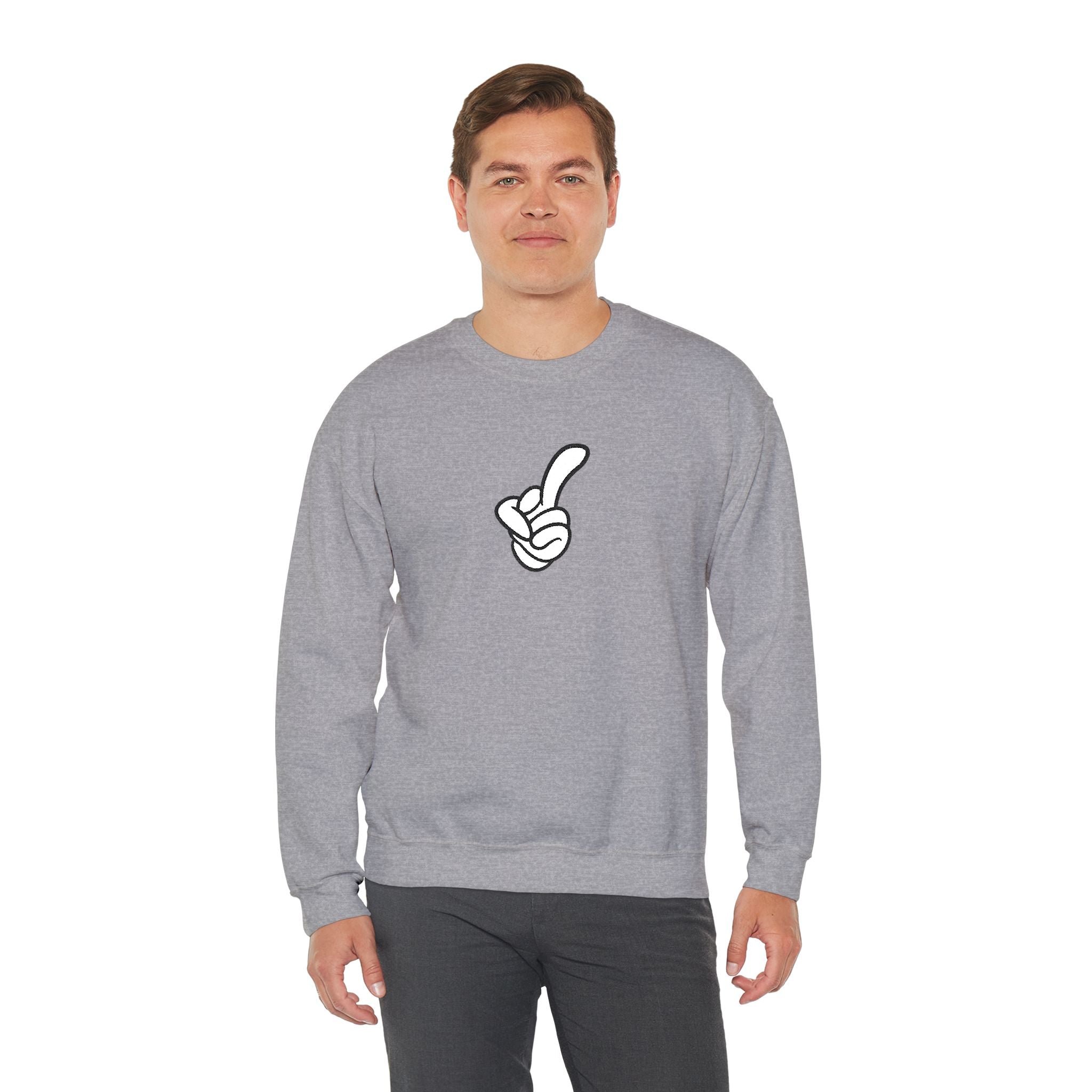 Middle Finger Embroidered Minimalist Crewneck Sweatshirt