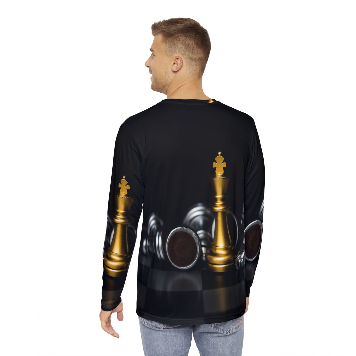 Chess Themed Men's Long Sleeve Shirt - Perfect for Game Night and Gift Giving