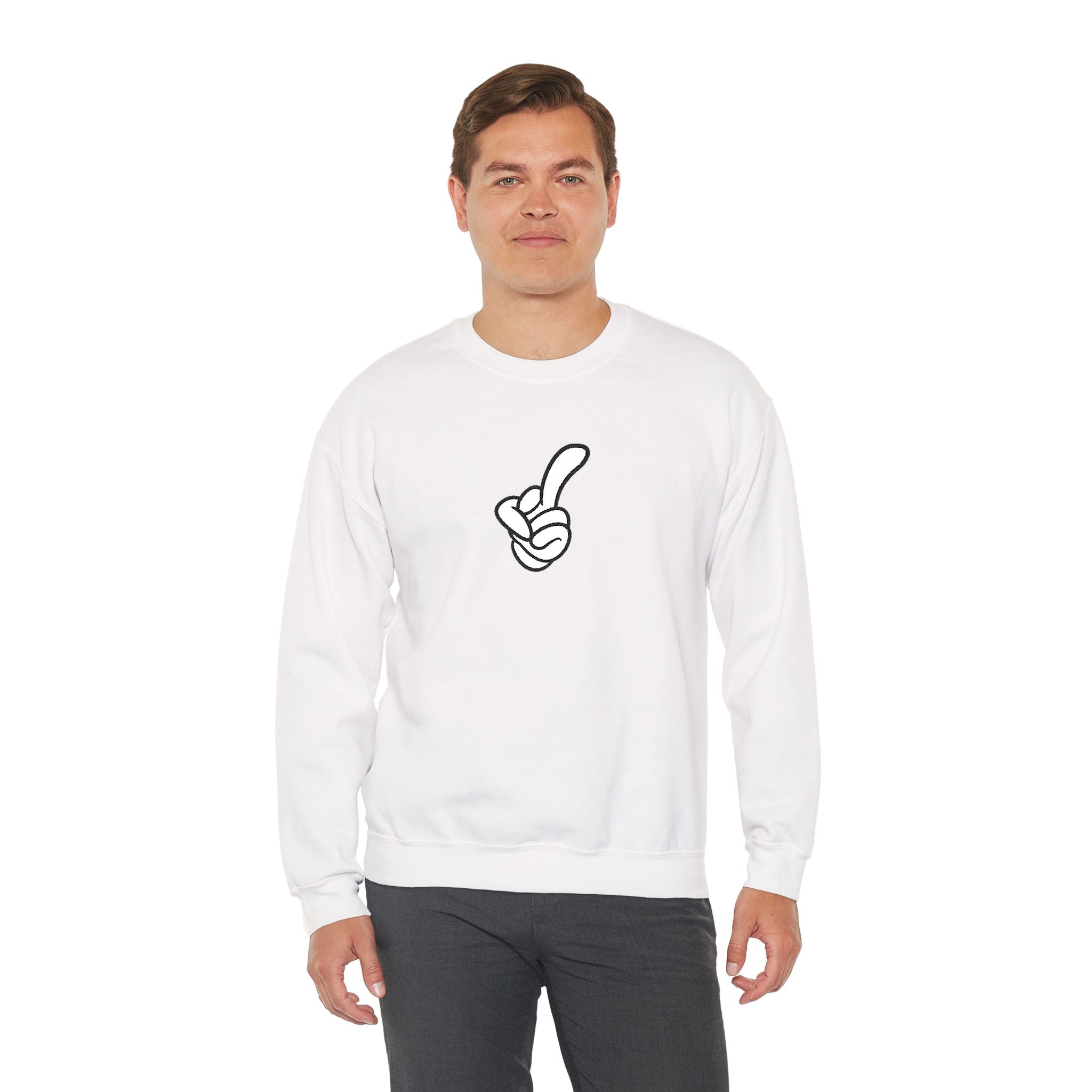 Middle Finger Embroidered Minimalist Crewneck Sweatshirt