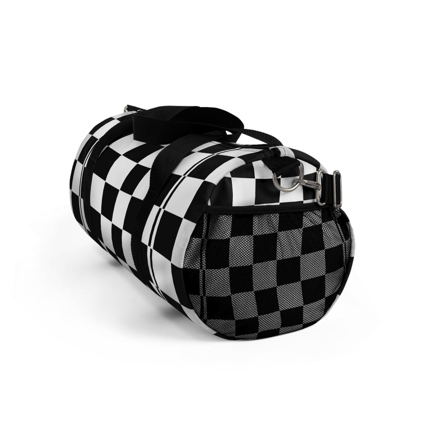 Checkered Duffel Bag | Travel, Gym, Weekend Getaway, Stylish Storage, Black and White Bag