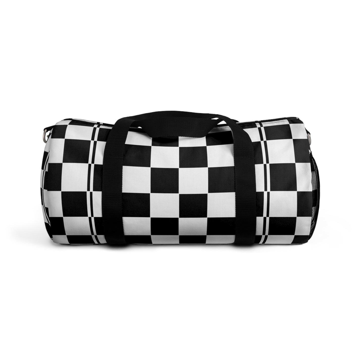 Checkered Duffel Bag | Travel, Gym, Weekend Getaway, Stylish Storage, Black and White Bag