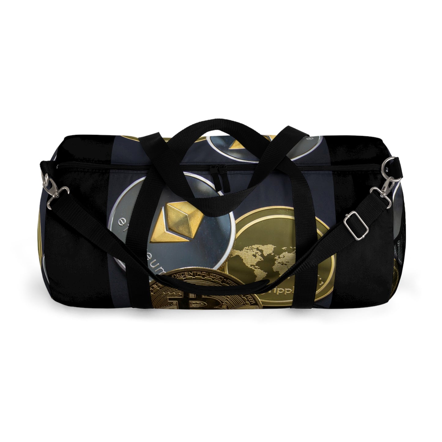 Cryptocurrency Duffel Bag with Bitcoin Design