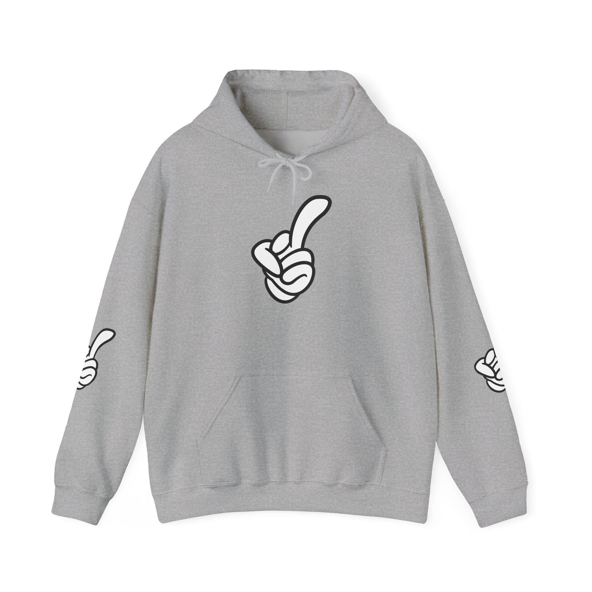 Middle Finger Hoodie – Minimal Cartoon Finger Graphic Pullover