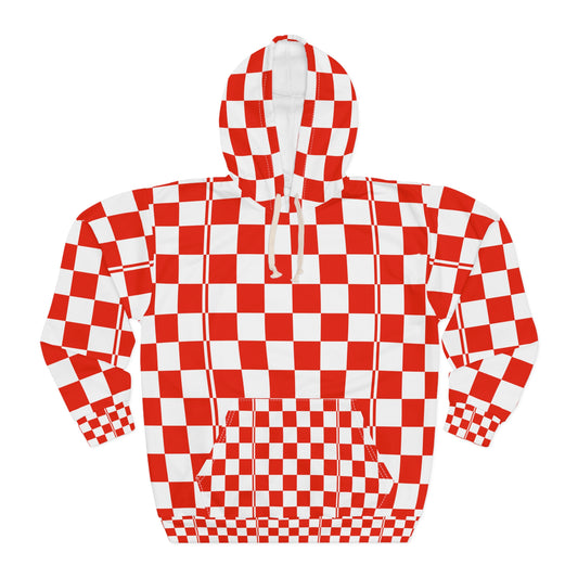 Red Checkerboard Pullover Hoodie