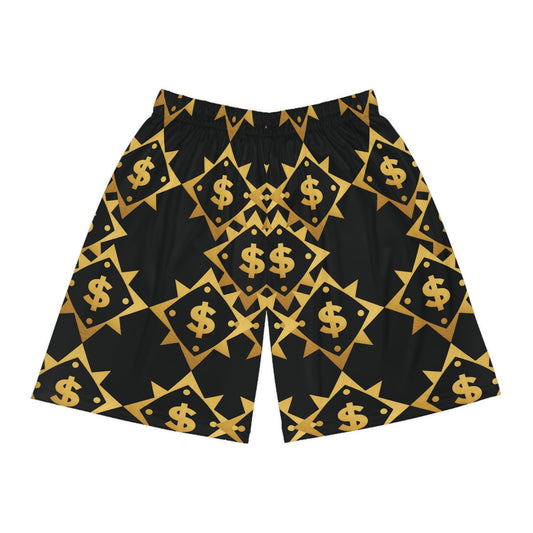 Gold $ Basketball Shorts (AOP)