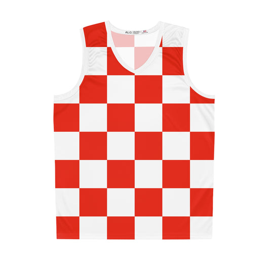 Red Checkerboard Basketball Jersey