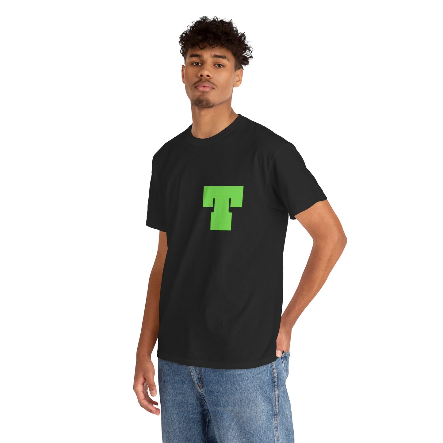 Unisex Heavy Cotton Tee with Bold Letter T | Casual Streetwear, Gift for Him/Her, Everyday Style, Birthday Apparel, Comfortable Tee