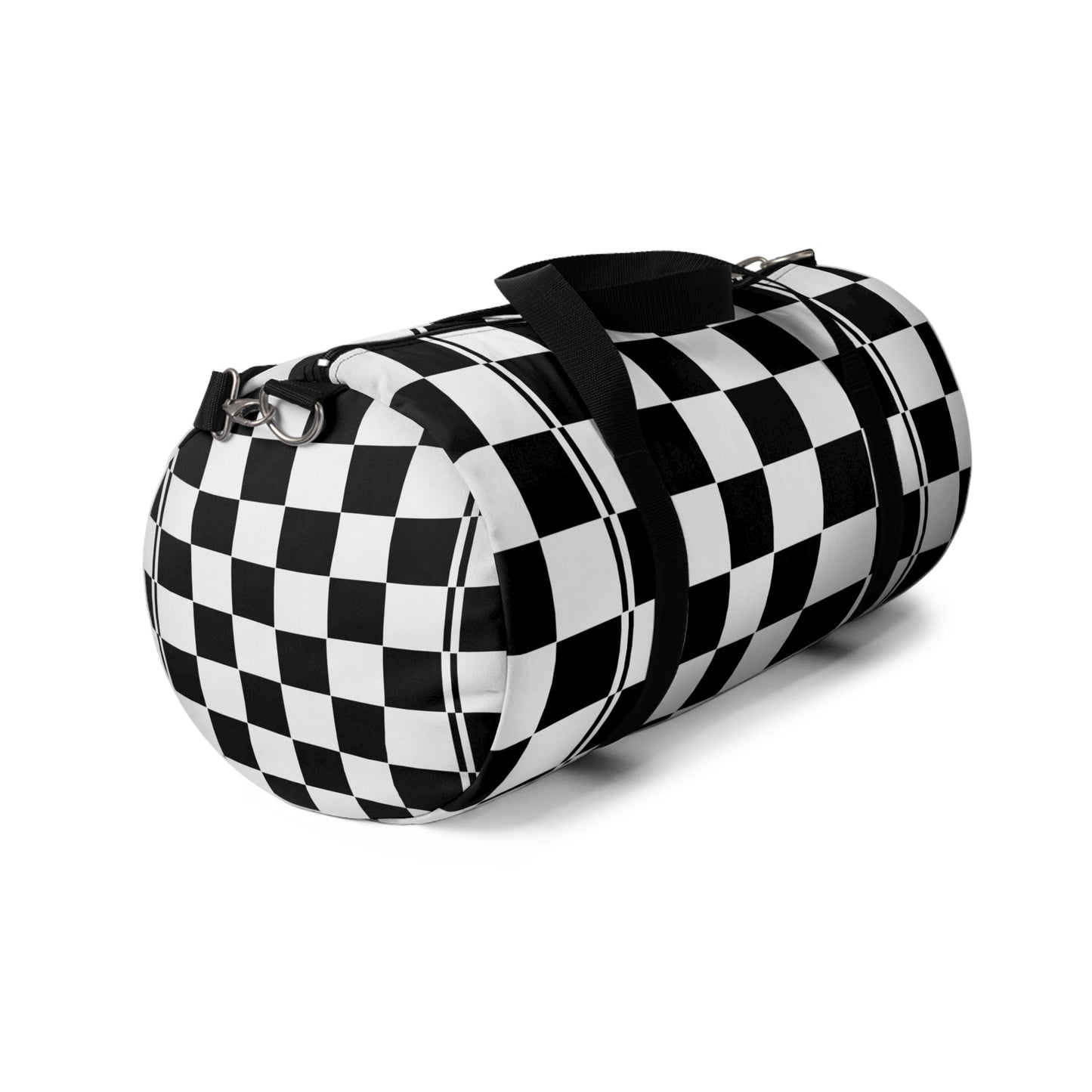 Checkered Duffel Bag | Travel, Gym, Weekend Getaway, Stylish Storage, Black and White Bag