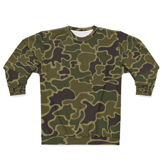Camo Crewneck Sweatshirt – All-Over Green Woodland Camouflage