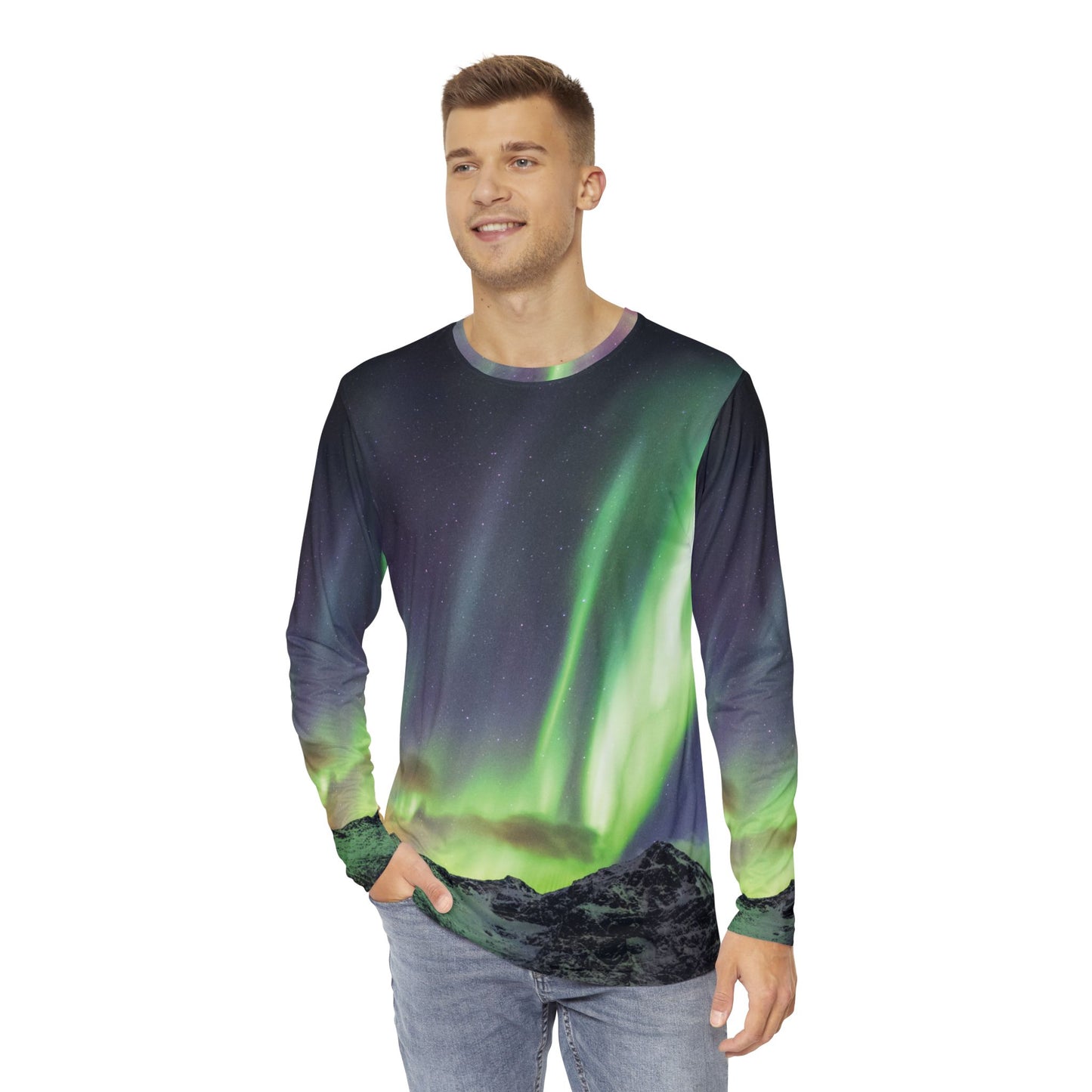 Northern Lights Men's Long Sleeve Shirt (AOP)