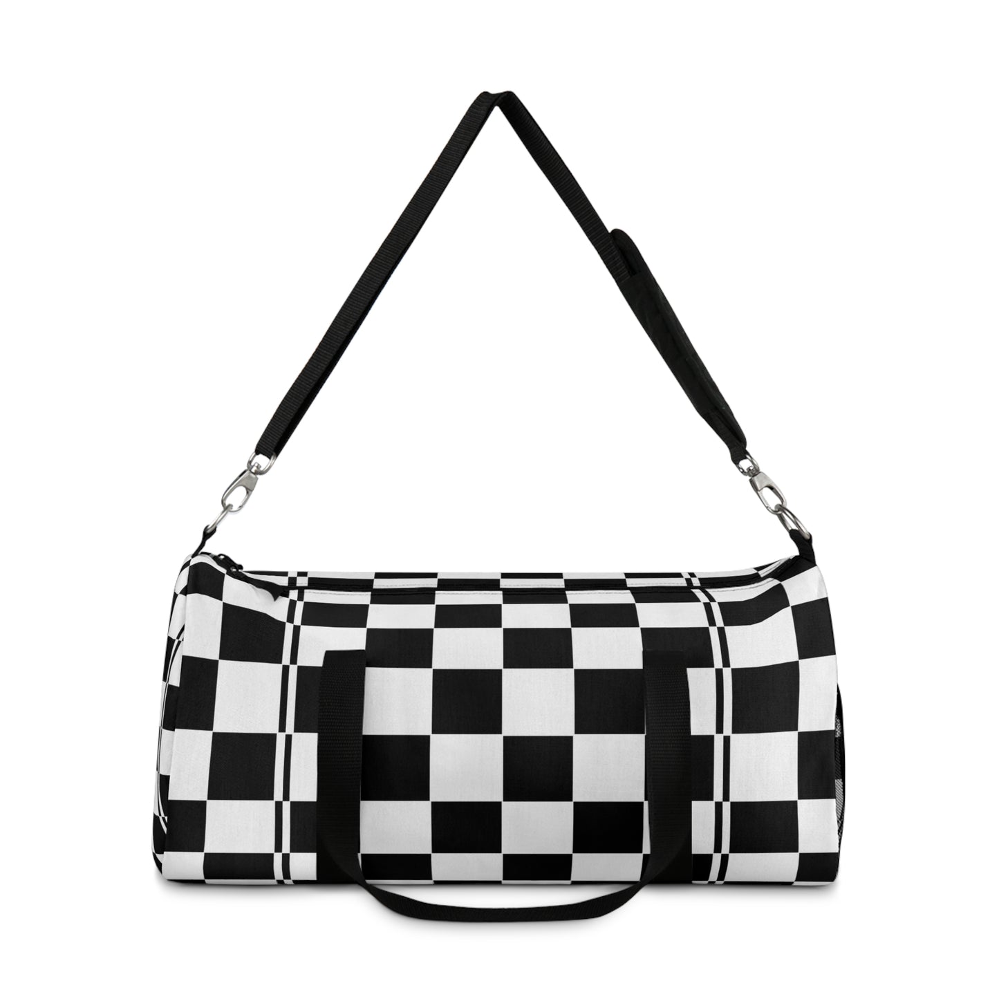 Checkered Duffel Bag | Travel, Gym, Weekend Getaway, Stylish Storage, Black and White Bag