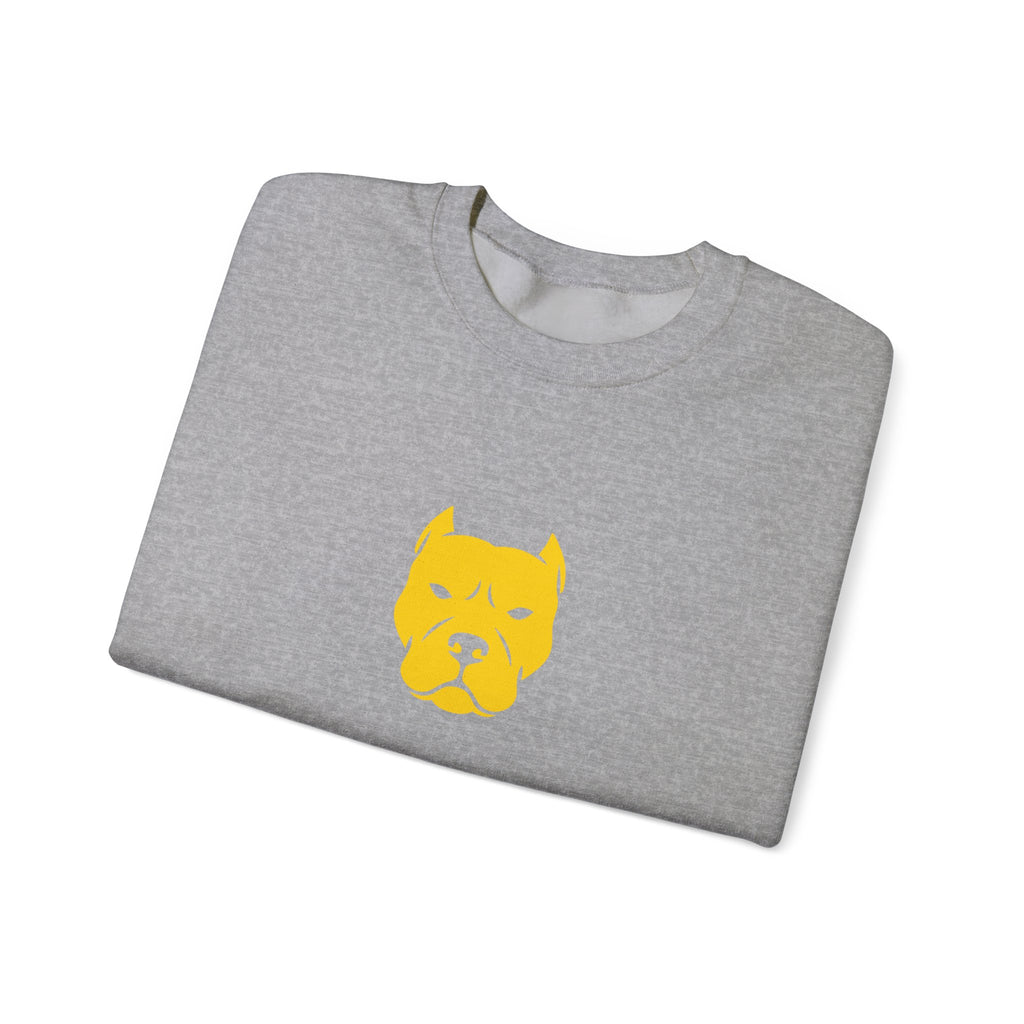 Pitbull Head Crewneck Sweatshirt  Minimal Gold Dog Face Graphic
