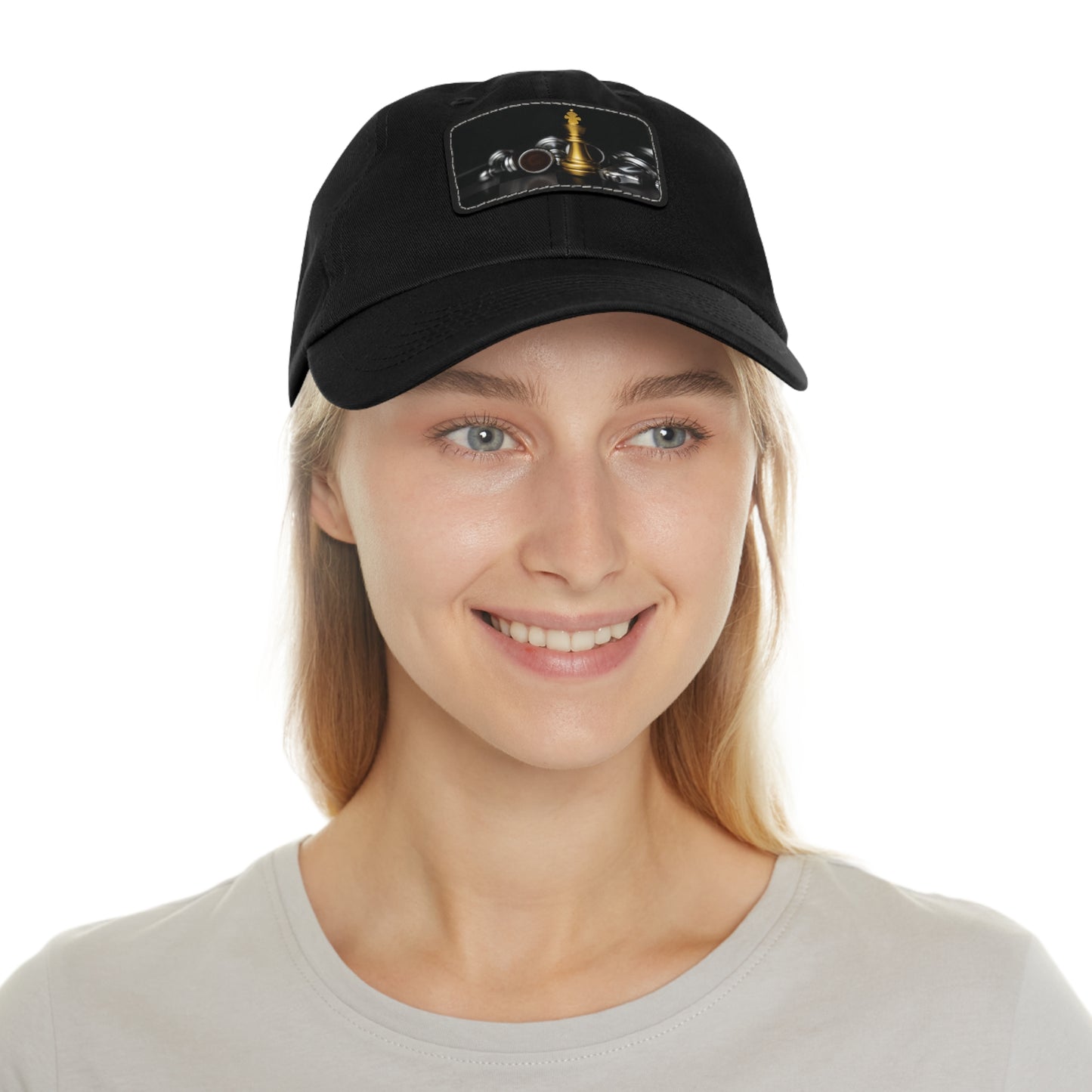 Chess Dad Hat with Leather Patch - Stylish Cap for Game Lovers