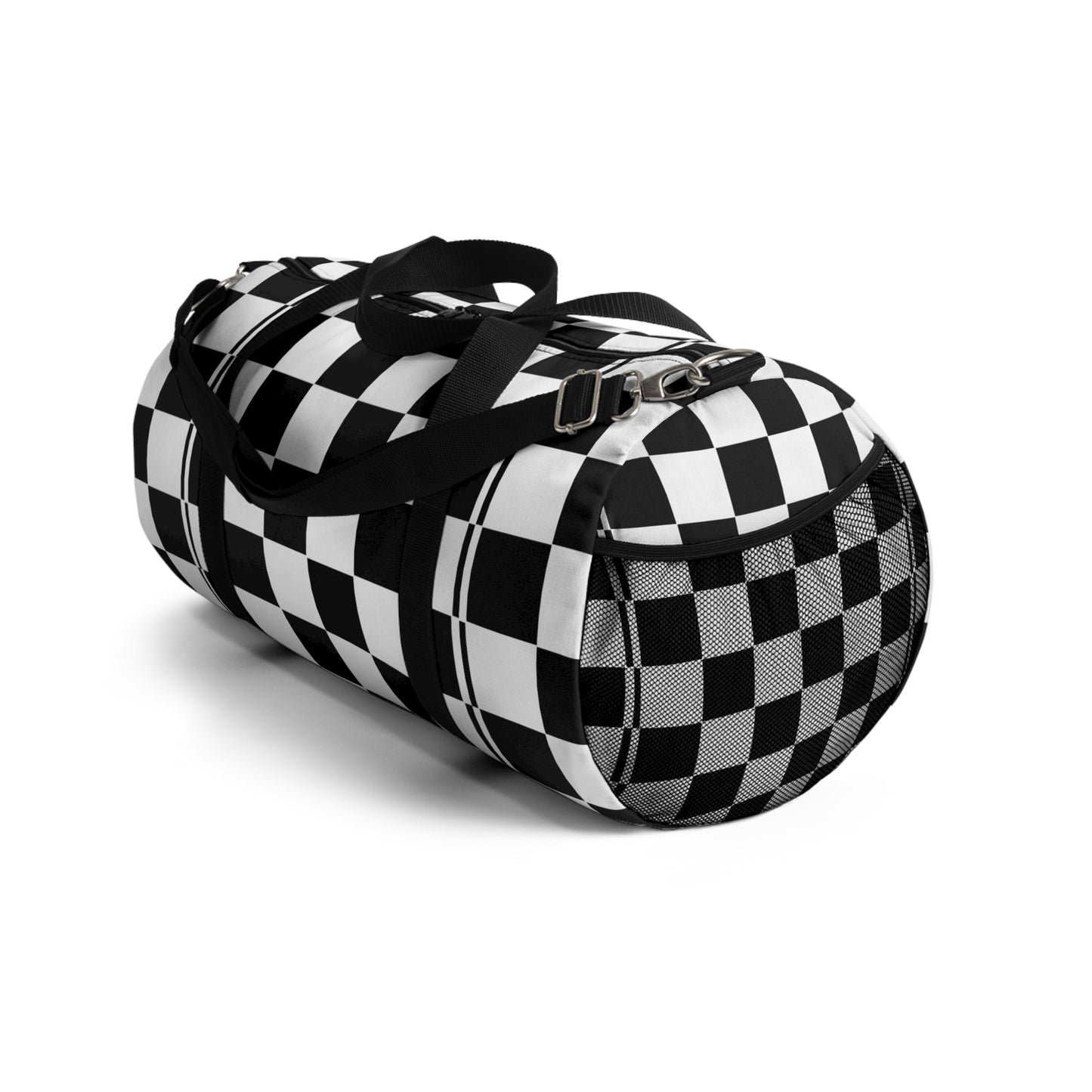 Checkered Duffel Bag | Travel, Gym, Weekend Getaway, Stylish Storage, Black and White Bag