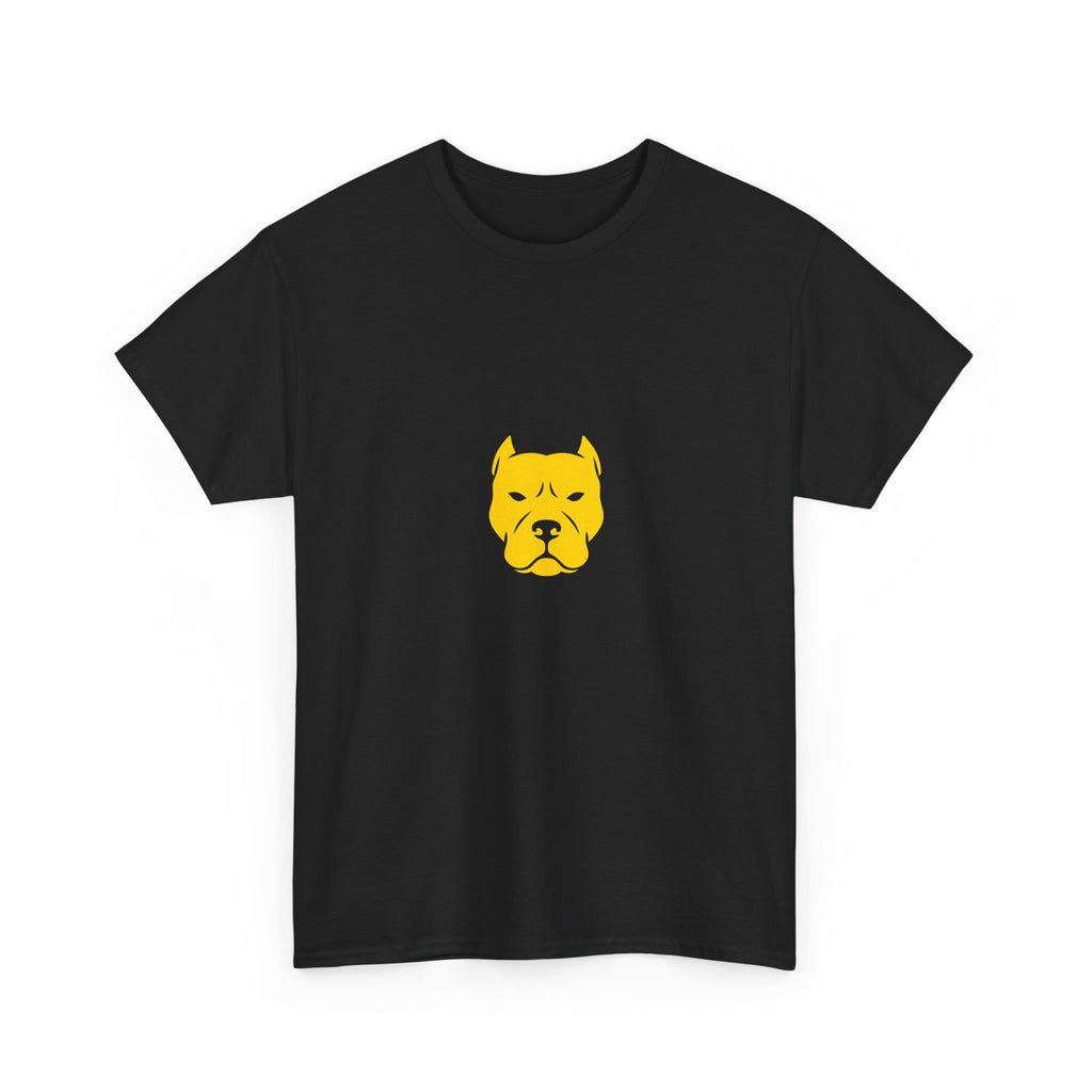 Pit Bull Face Tee — Minimal Gold Dog Graphic T-Shirt