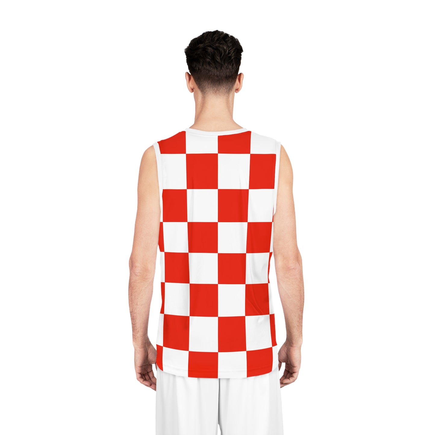 Red Checkerboard Basketball Jersey