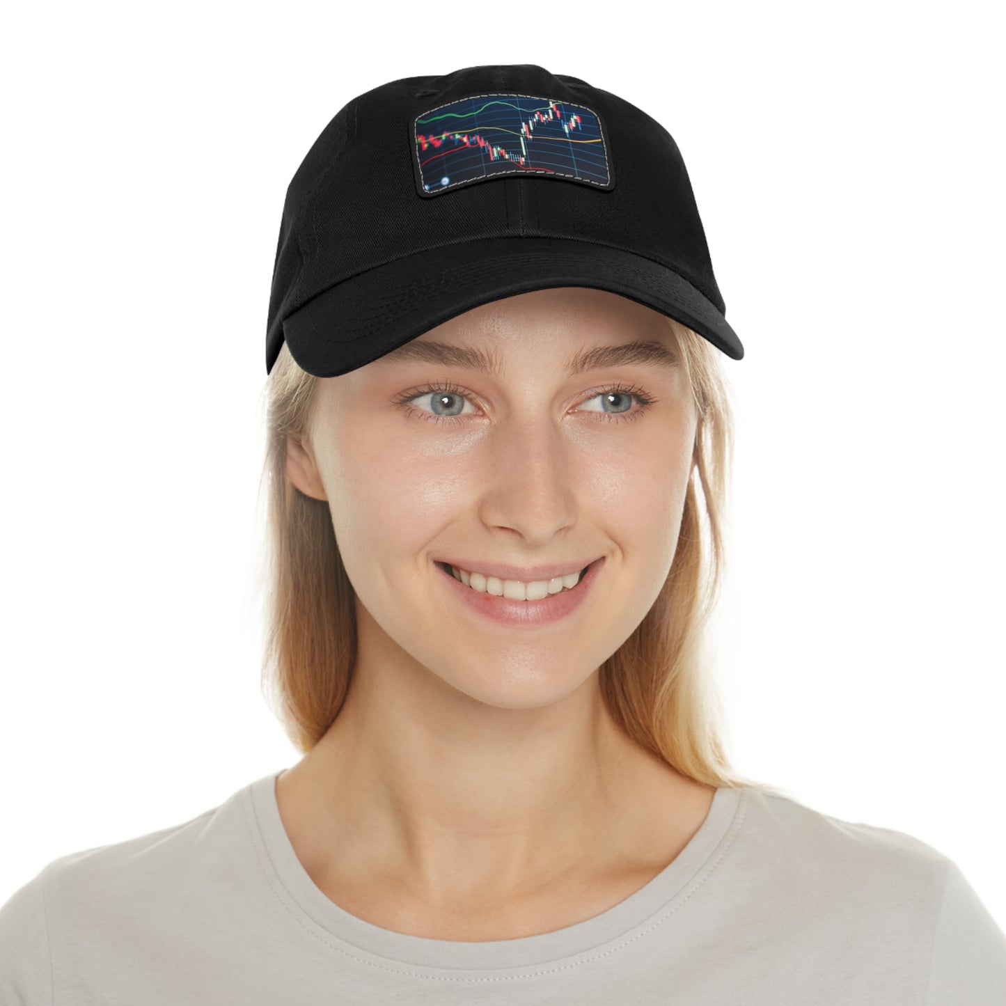 Stock Market Dad Hat with Leather Patch (Rectangle)