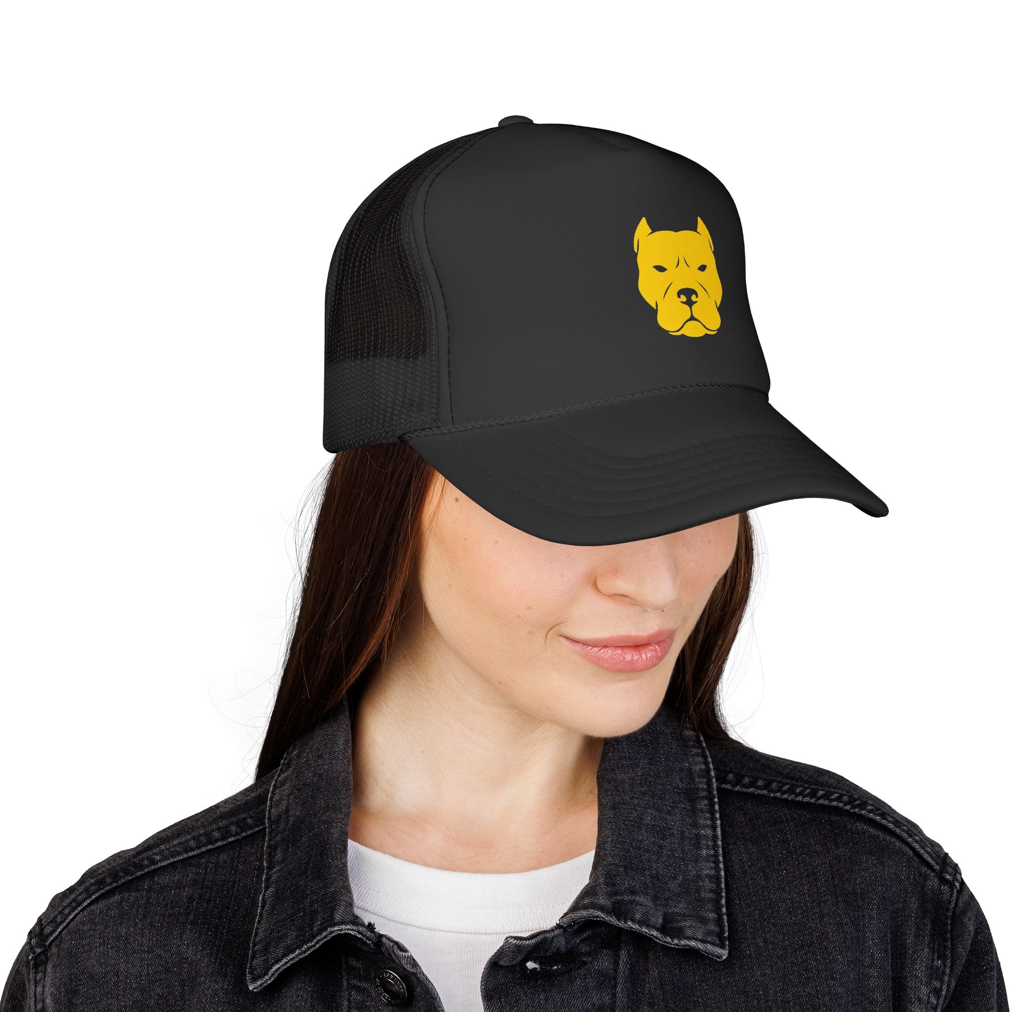 Gold Pitbull Silhouette Trucker Cap