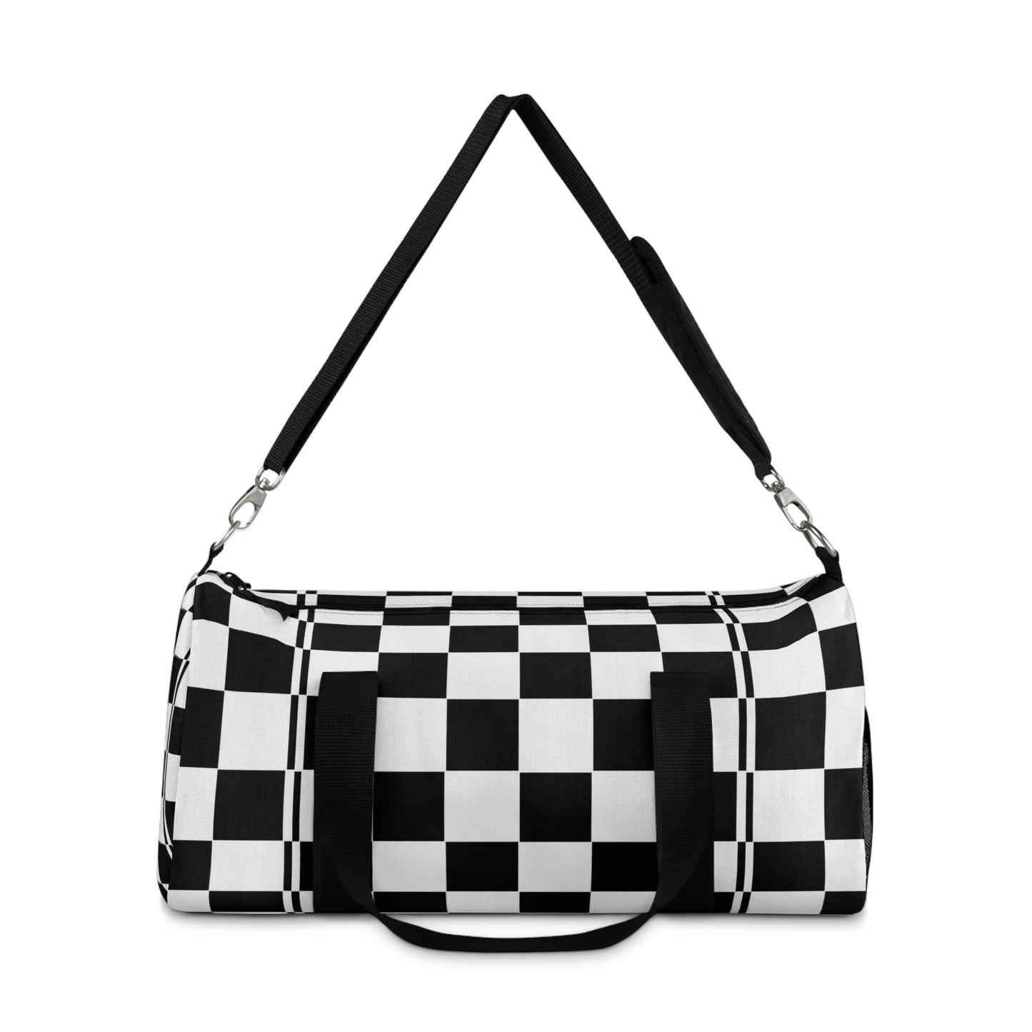 Checkered Duffel Bag | Travel, Gym, Weekend Getaway, Stylish Storage, Black and White Bag
