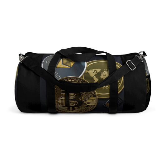 Cryptocurrency Duffel Bag with Bitcoin Design