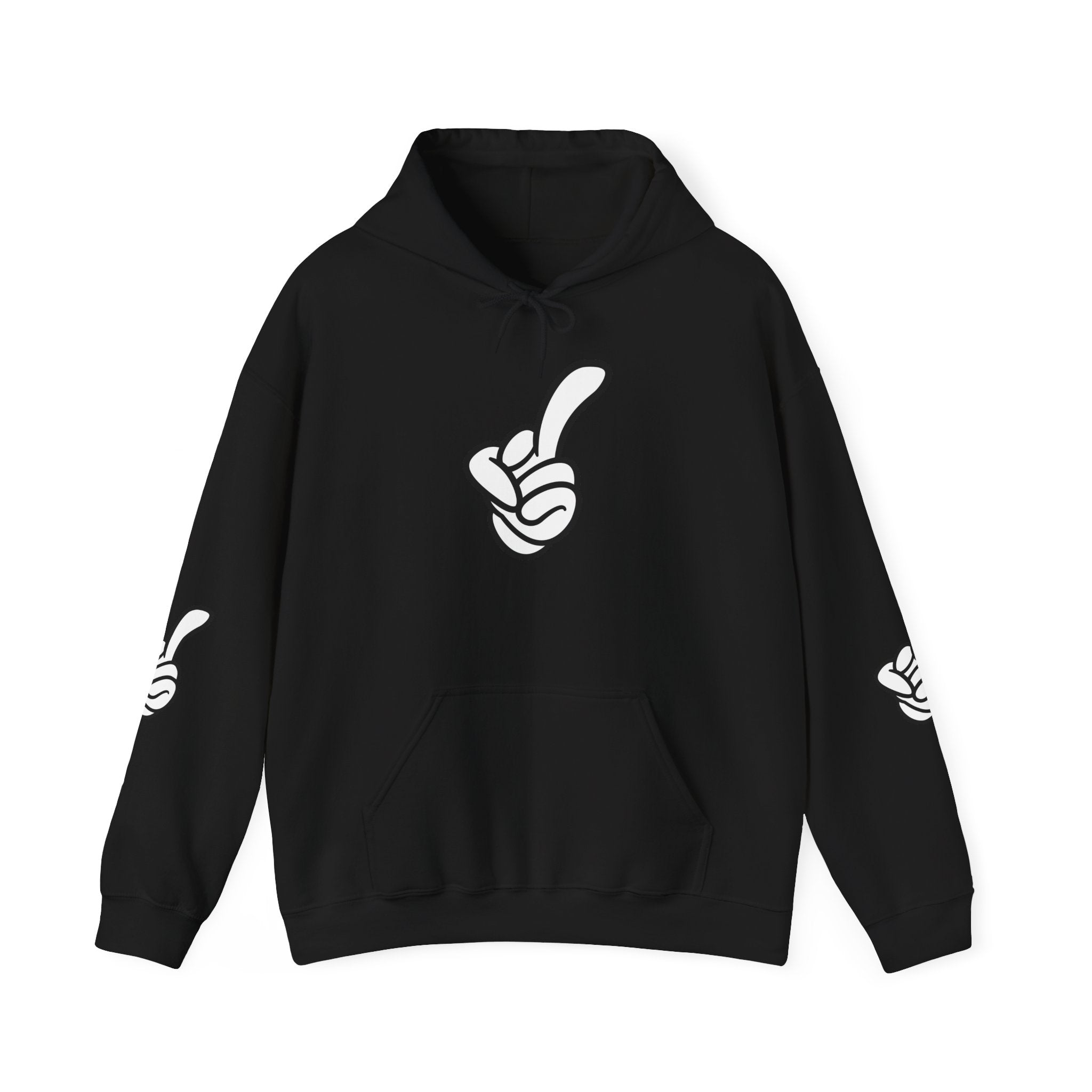 Middle Finger Hoodie – Minimal Cartoon Finger Graphic Pullover