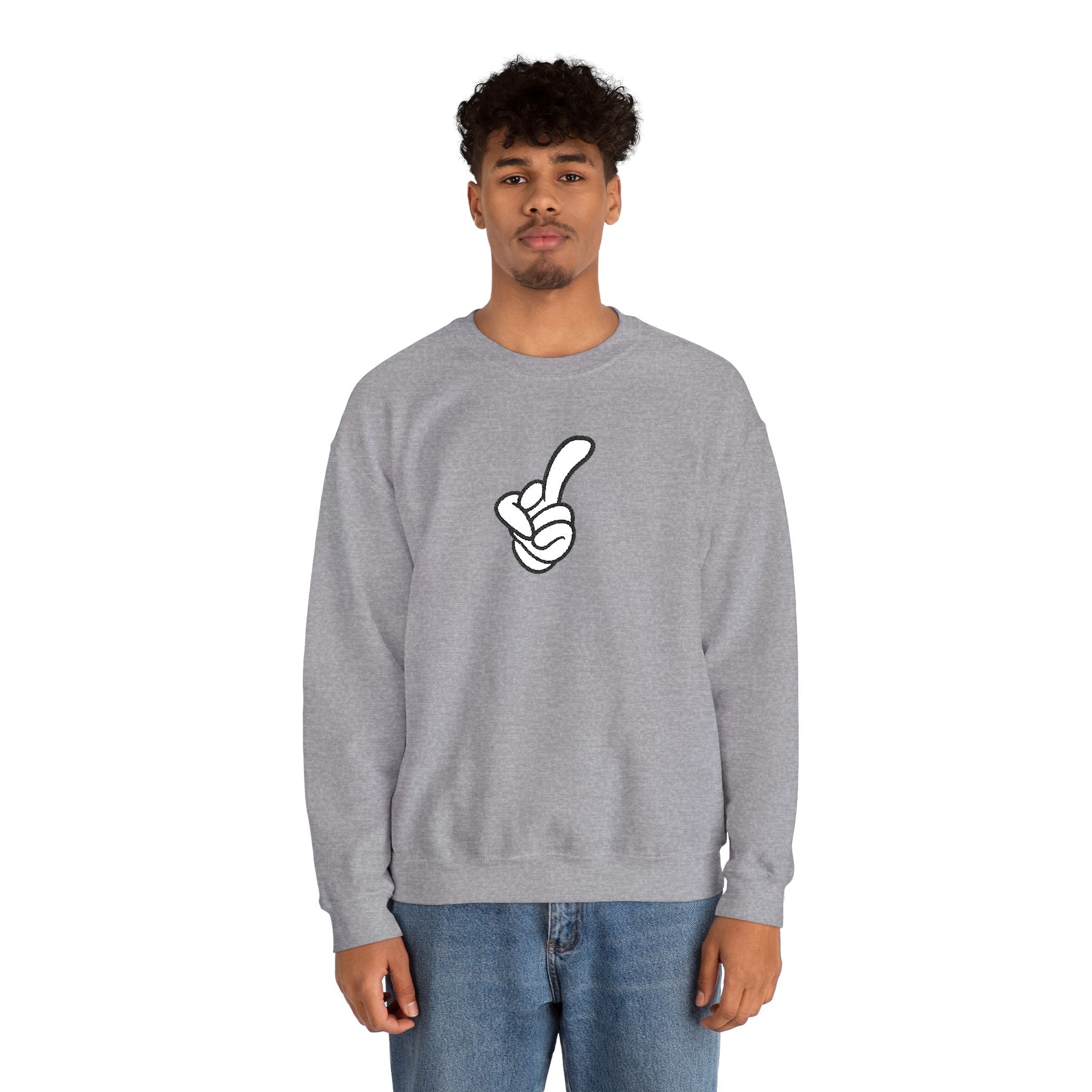 Middle Finger Embroidered Minimalist Crewneck Sweatshirt