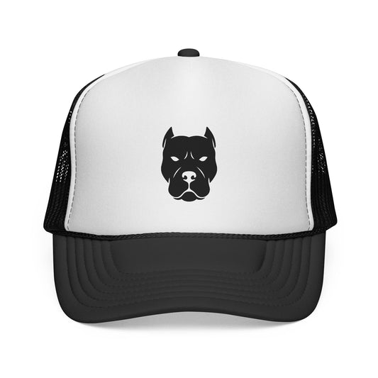 Pitbull Trucker Hat – Minimal Black Dog Face Cap, Casual Pet Lover Gift
